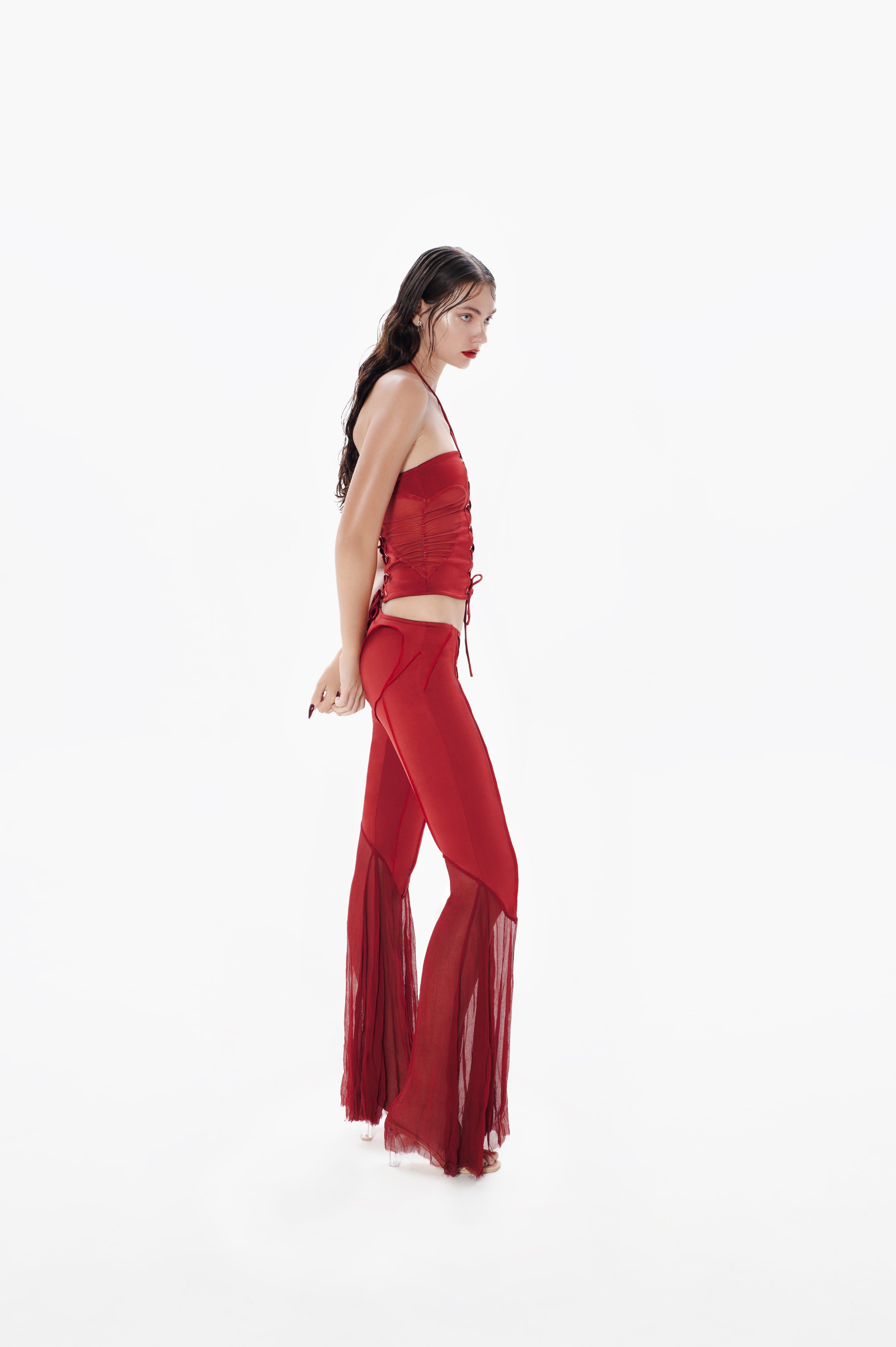 Gathered Heart Top Red
