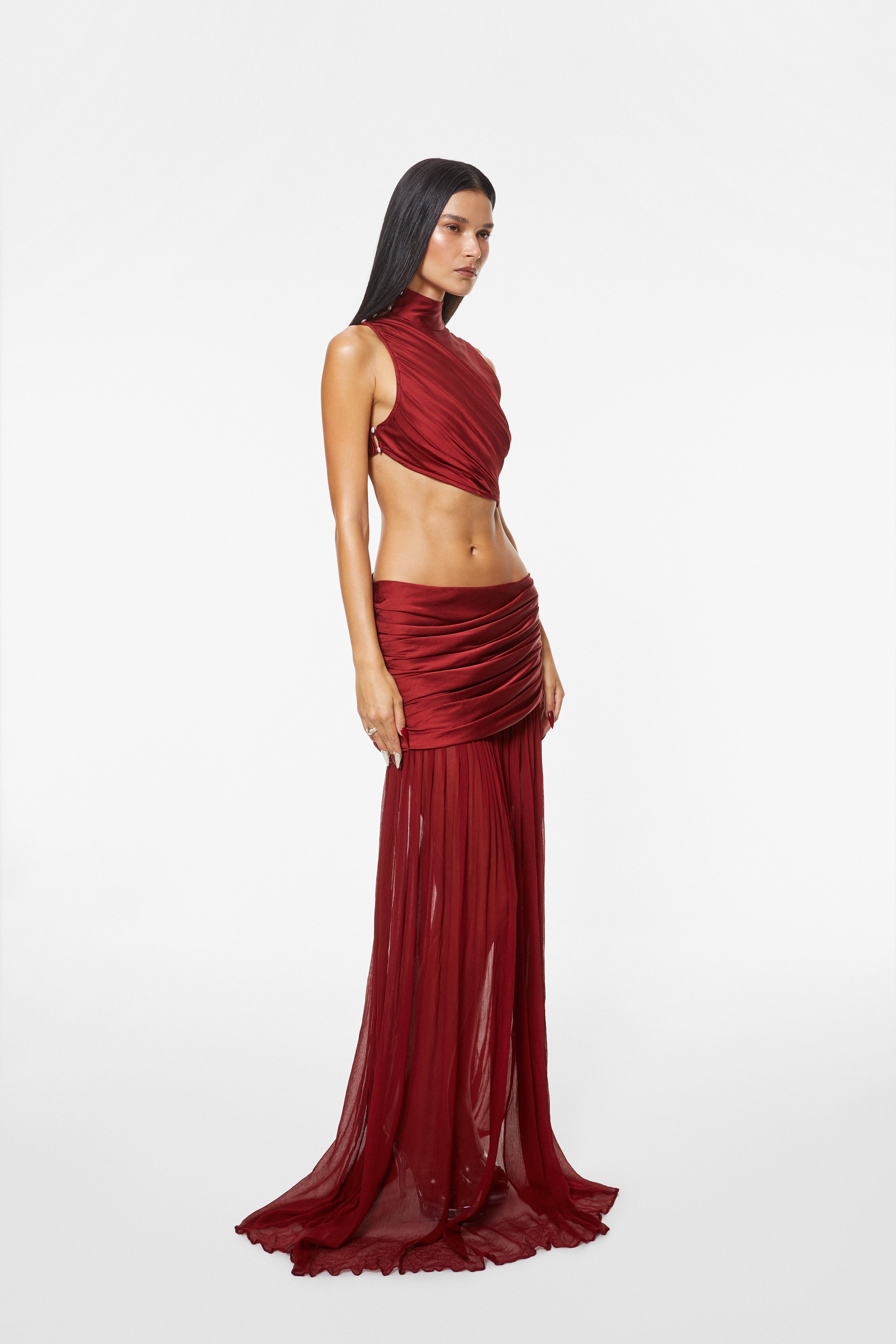 Jelena Draped Gown Ruby Red