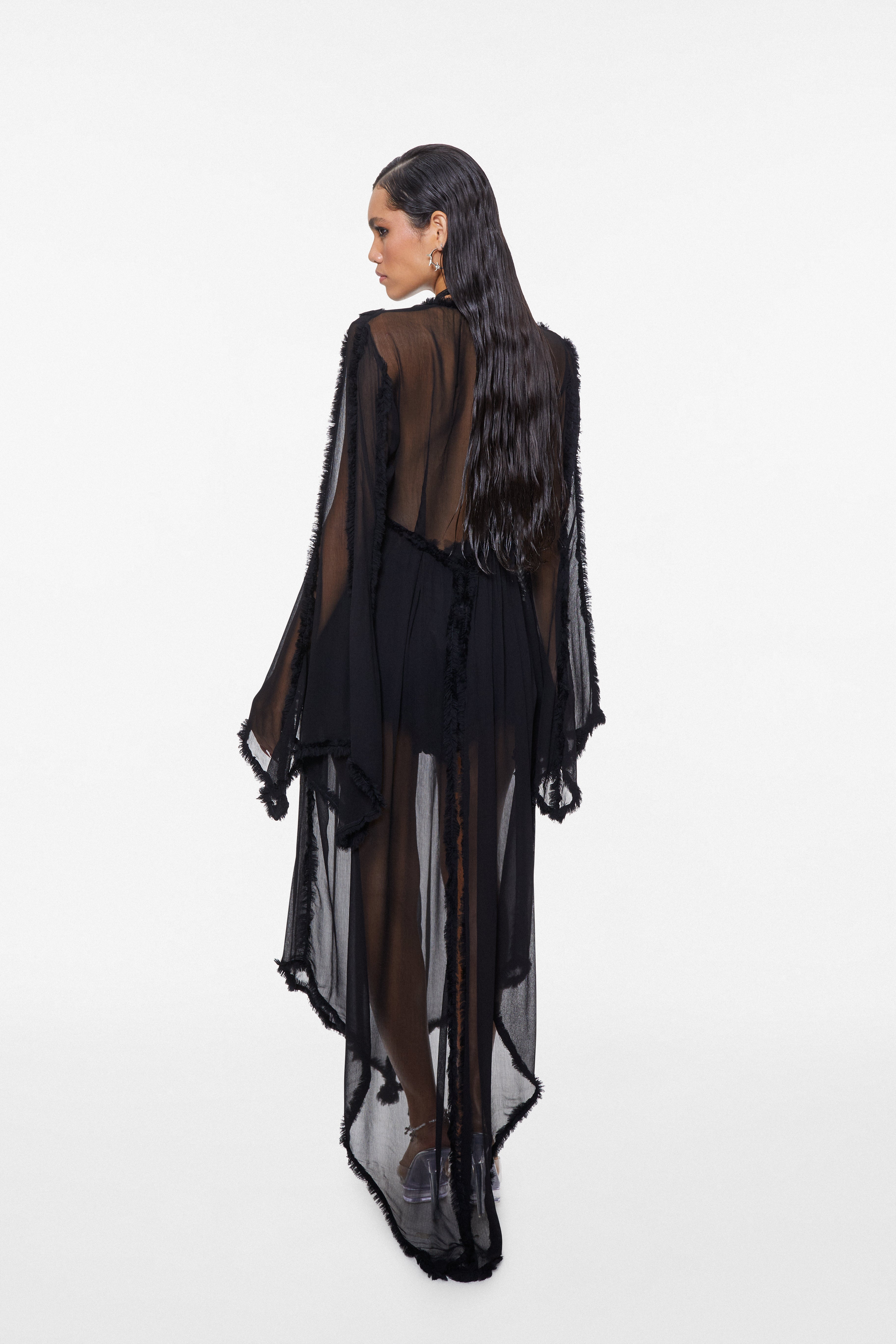 Mistress Chiffon Robe Black