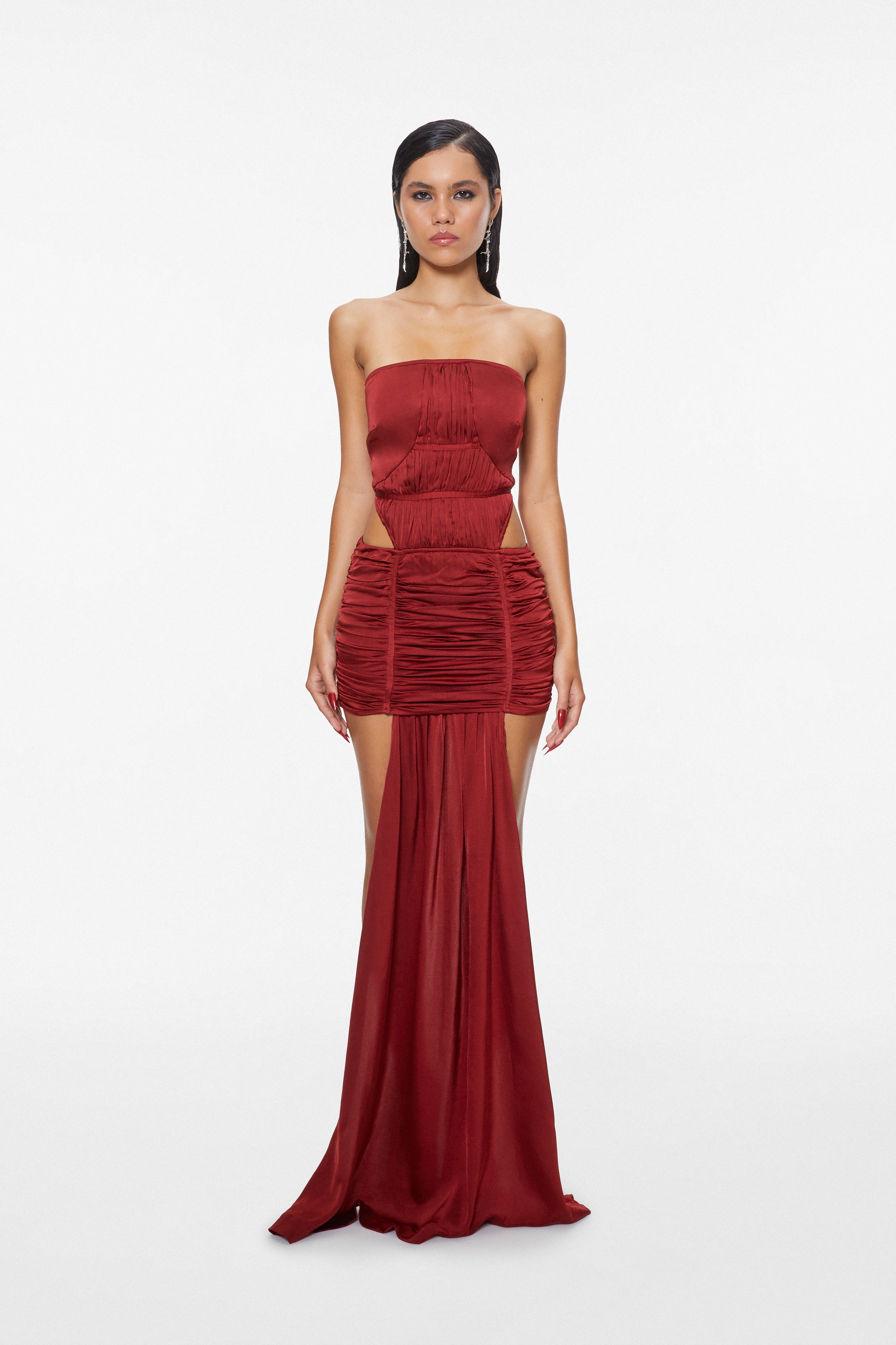 Cleo Ruched Gown Ruby Red