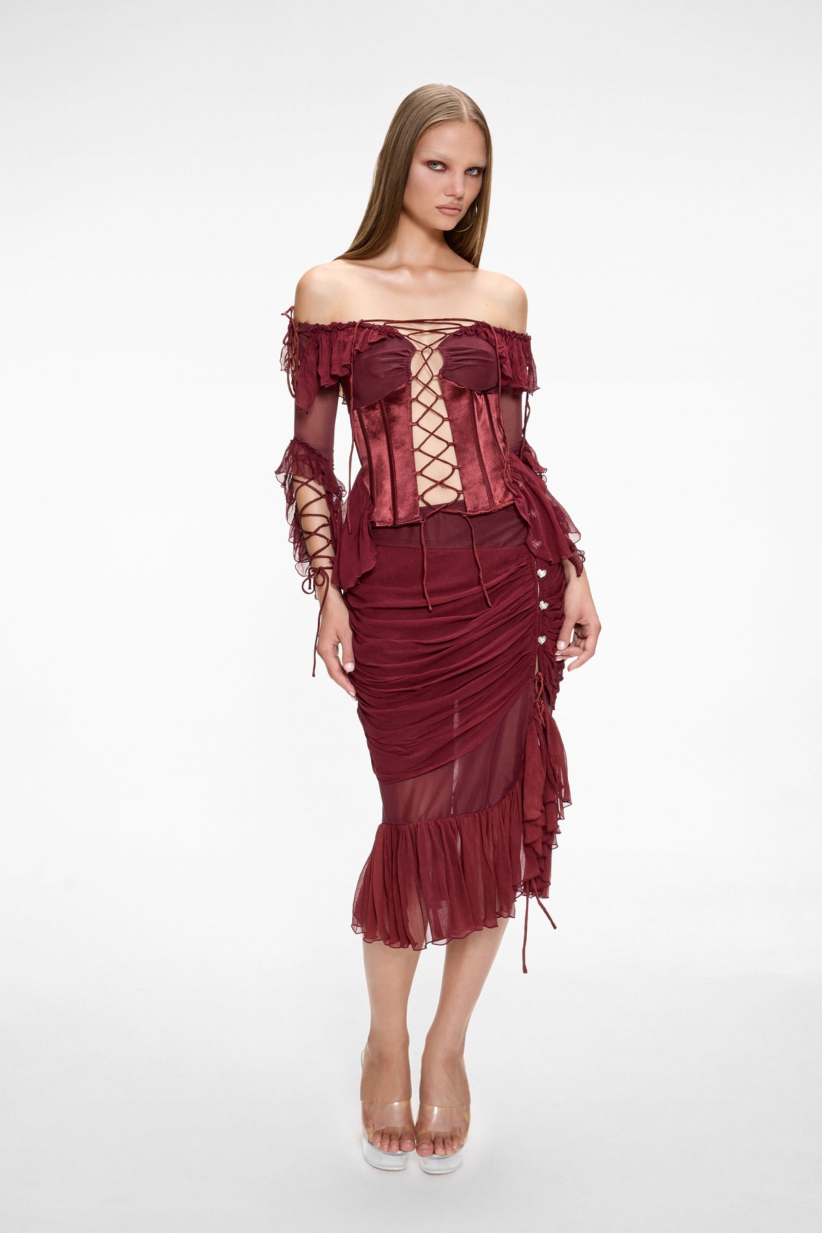 Maiden Midi Skirt Wine Red