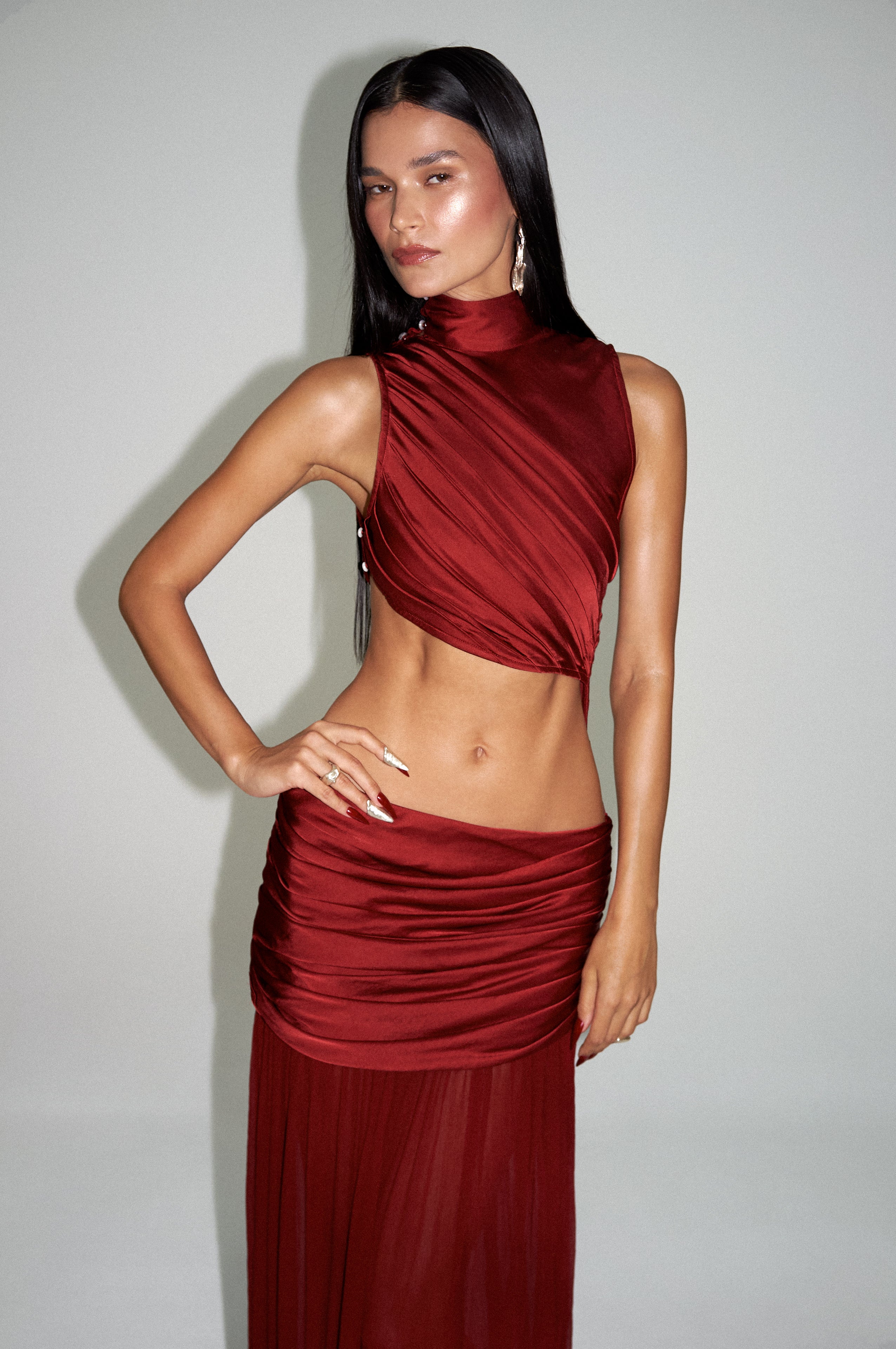 Jelena Draped Gown Ruby Red