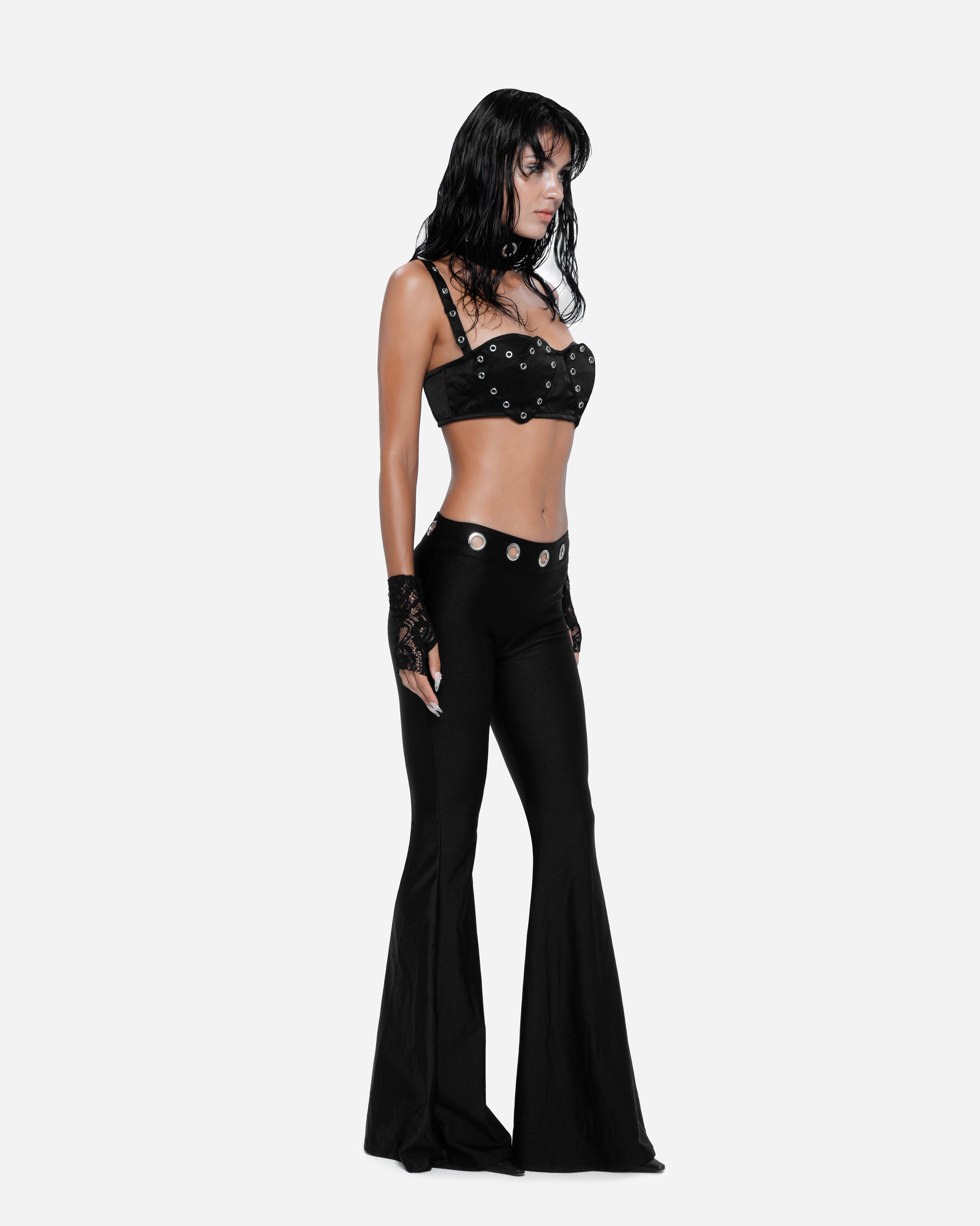 Heart Pocket Bra Black