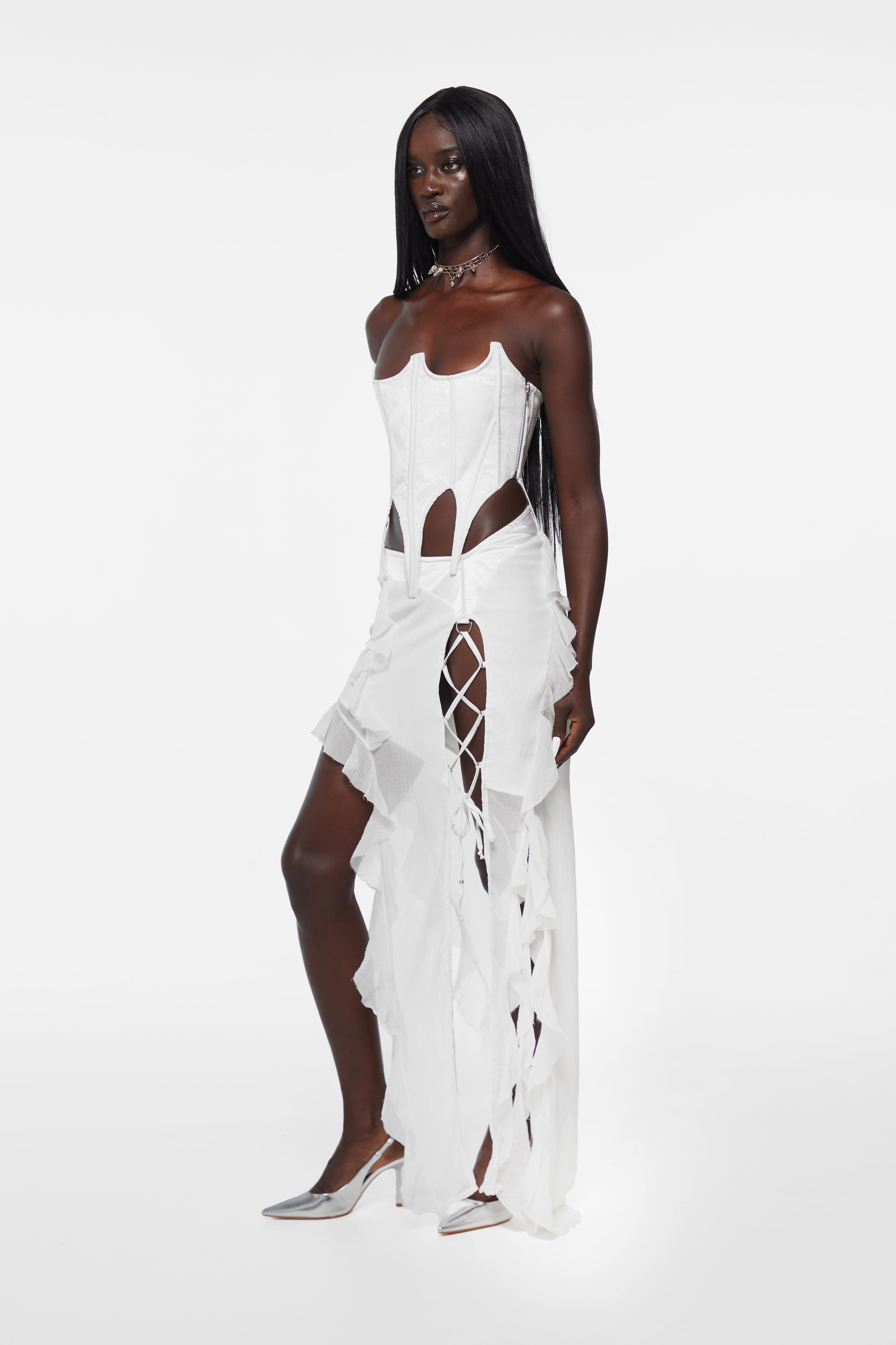 Tear Maxi Skirt White