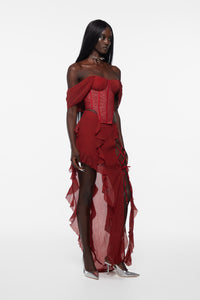 Tear Maxi Skirt Red