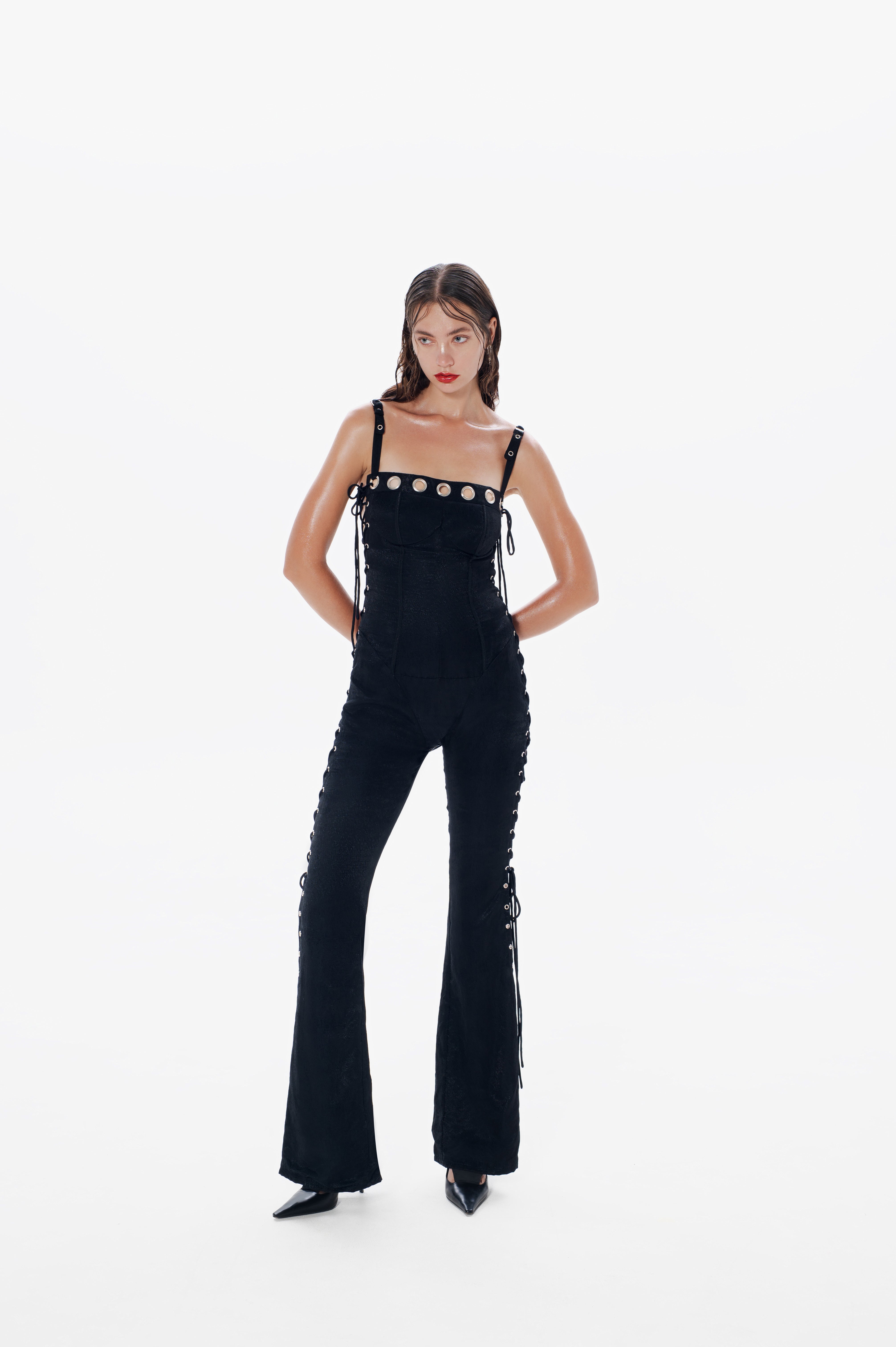 Eyelet Jumpsuit Black