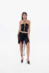 Gathered Heart Top Black