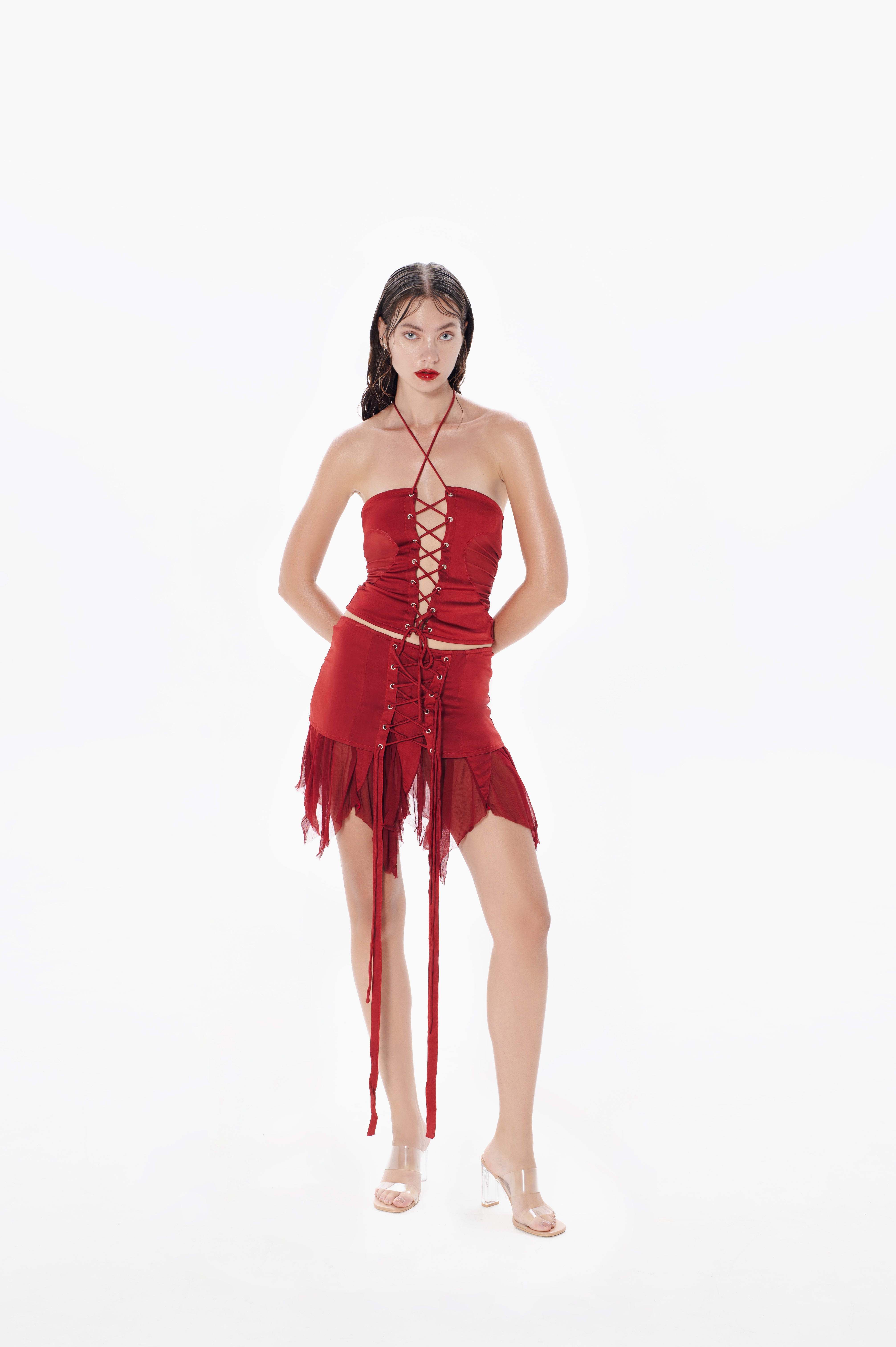 Metamorphosis Mini Skirt Red