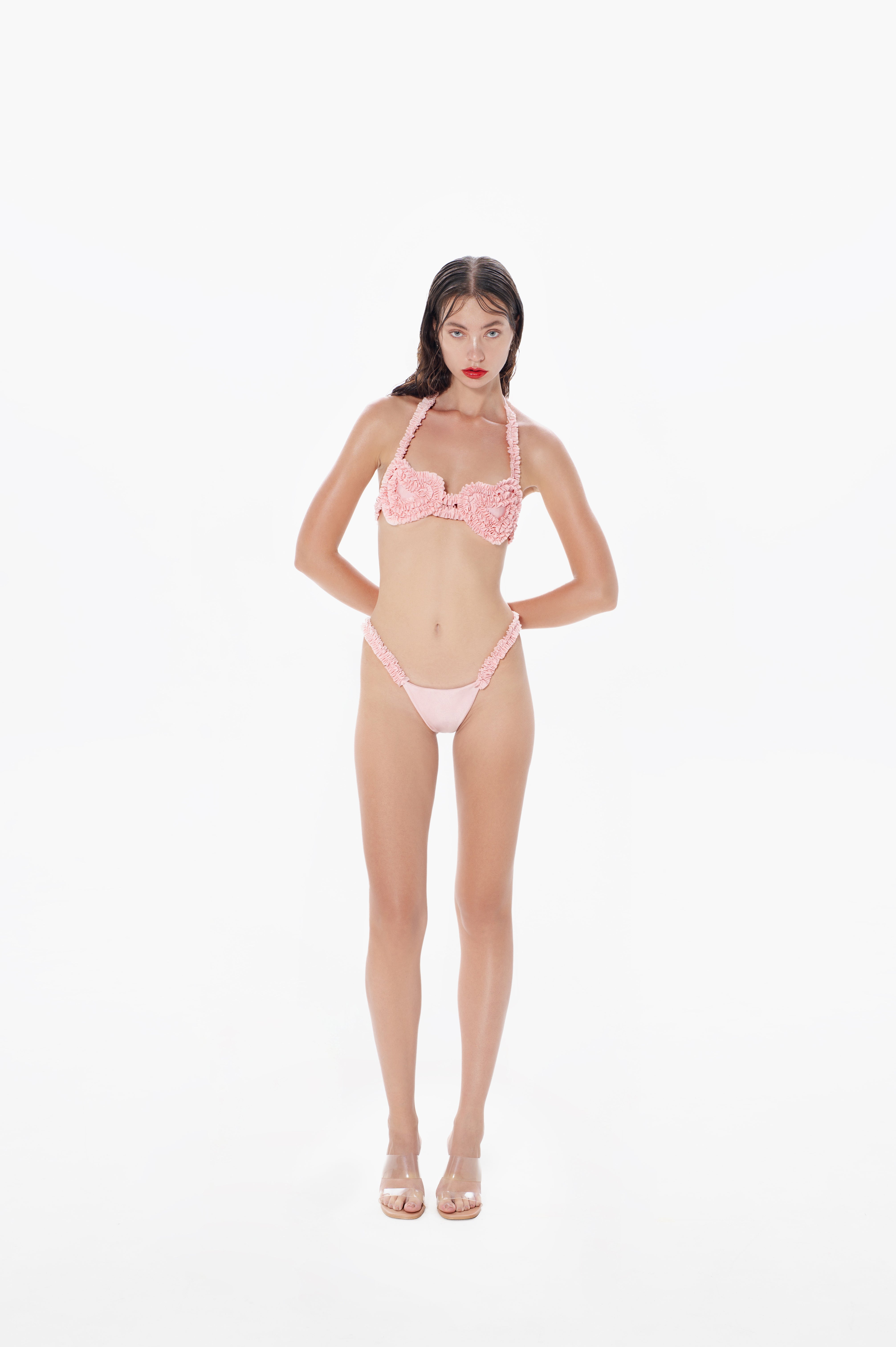 Ruffled Heart Bikini Top Blush
