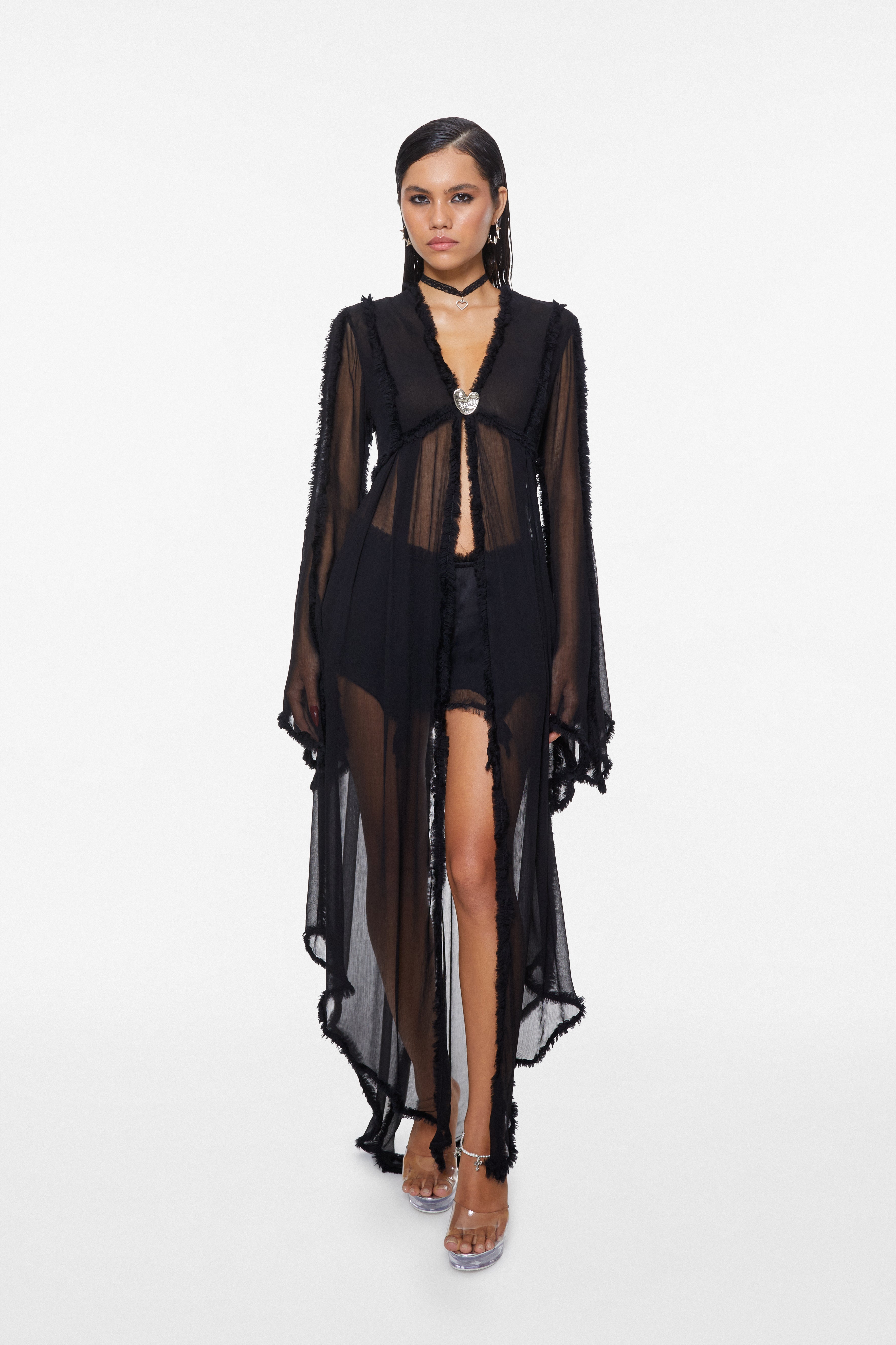 Mistress Chiffon Robe Black