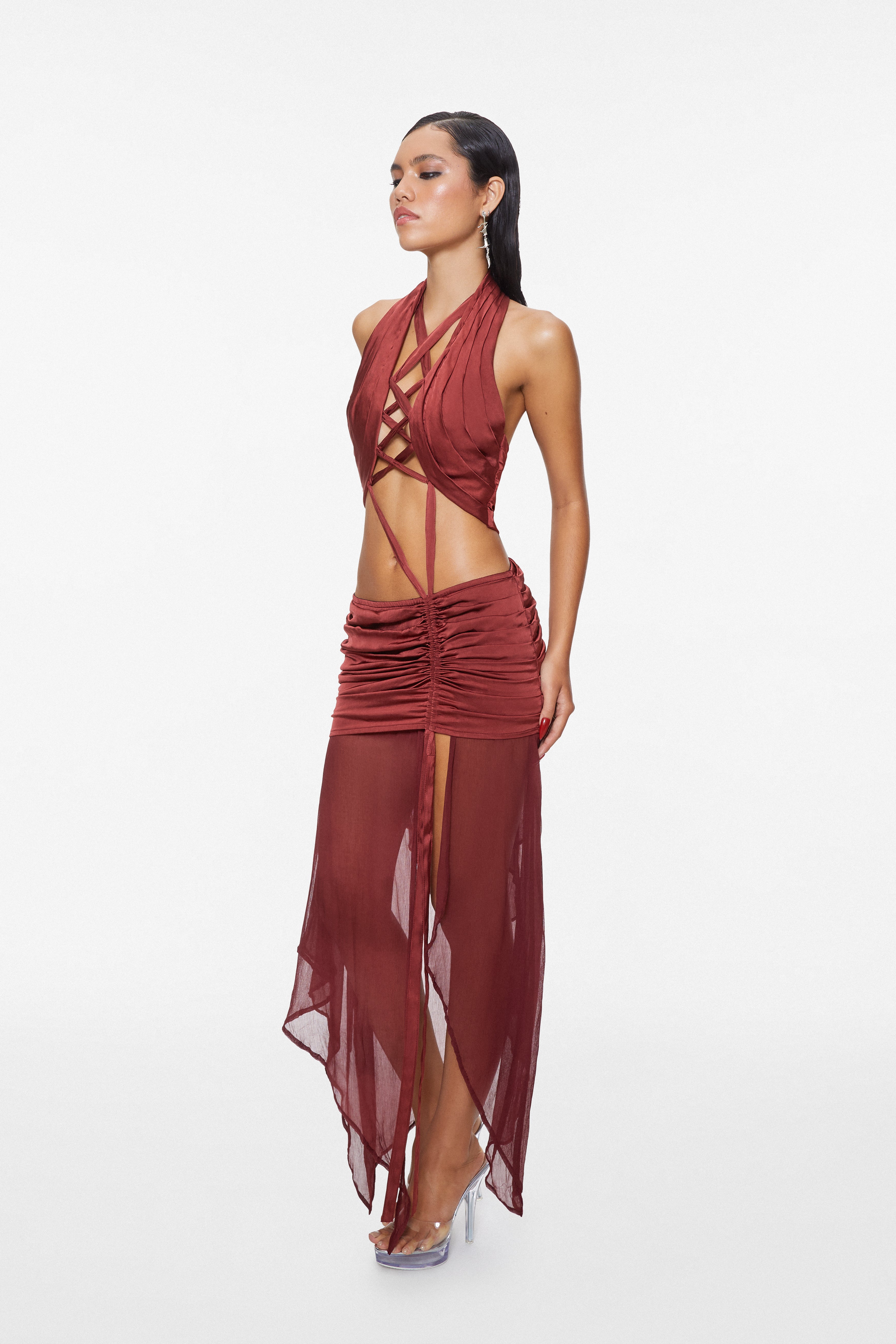 Twisted Nymph Dress Wine Red