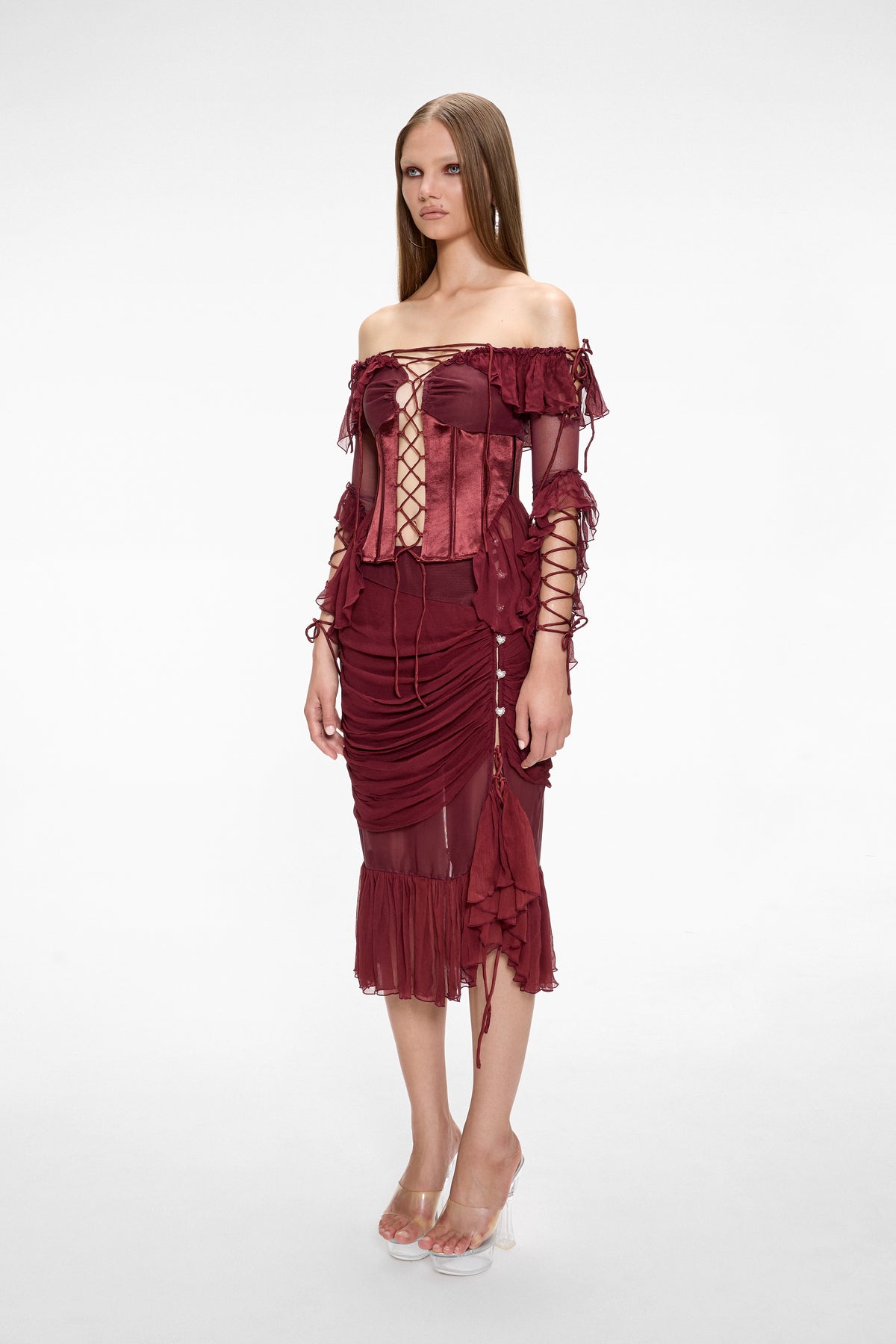 Maiden Midi Skirt Wine Red