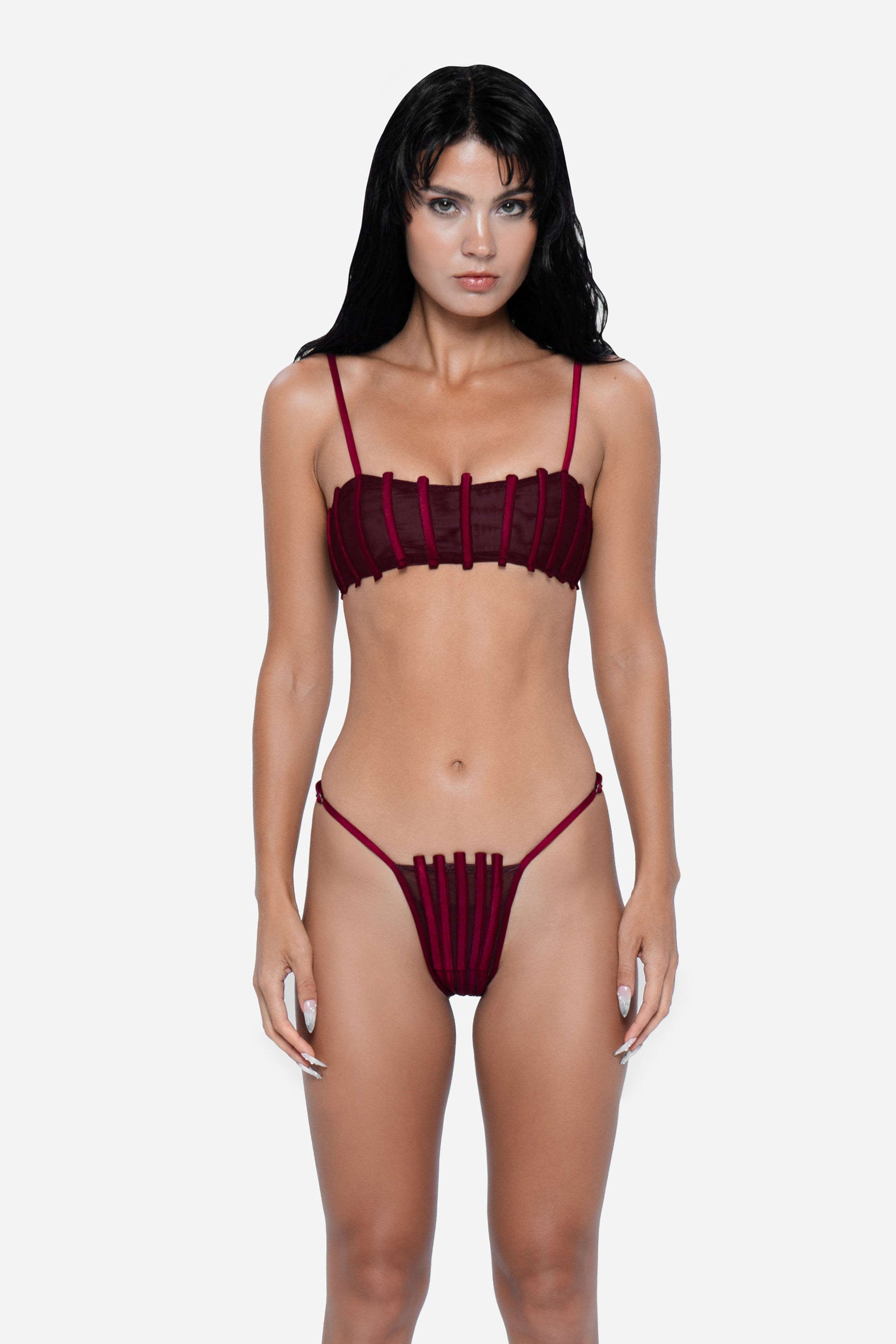 Corset Bikini Top Wine Red