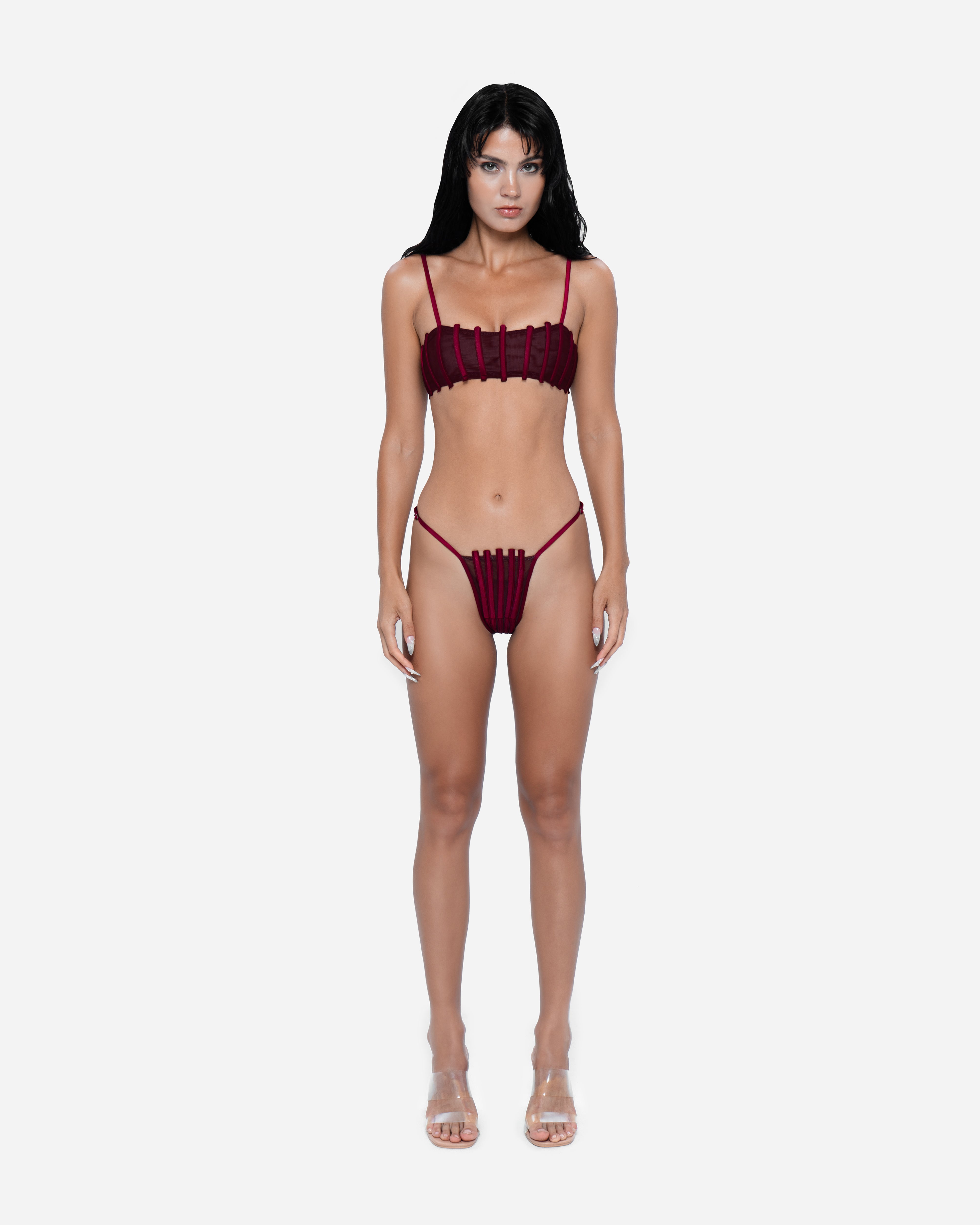 Corset Bikini Bottom Wine Red