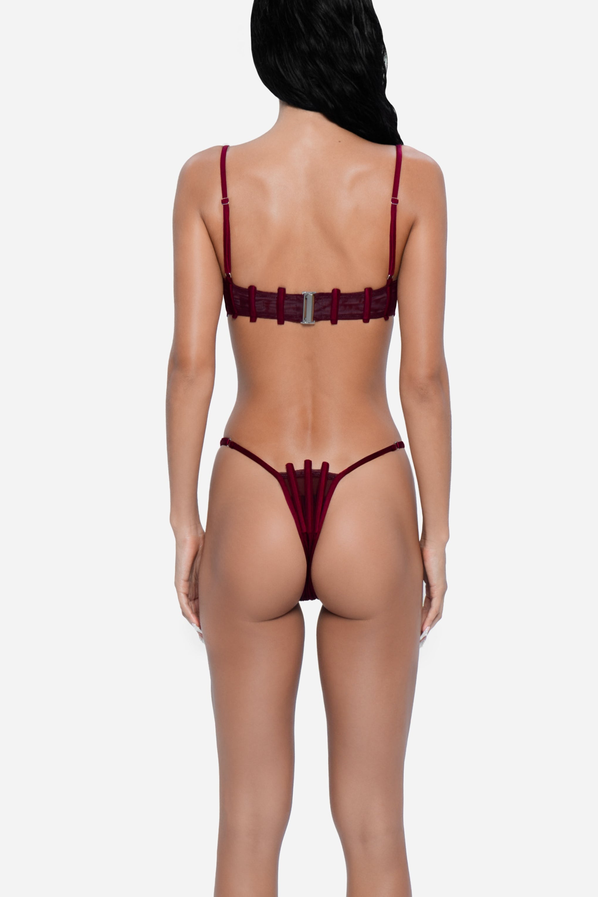 Corset Bikini Bottom Wine Red