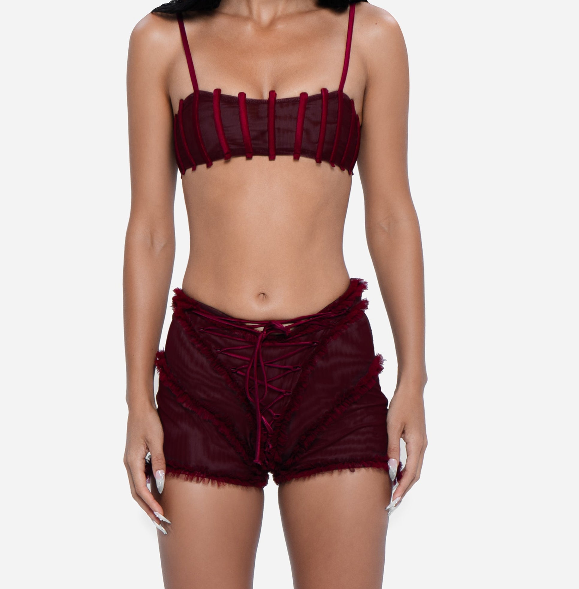 Undisclosed Desires Hot Pants Wine Red